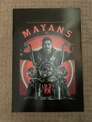 Sdcc 2019 Mayans Poster 12 " X18 " Comic Con Exclusive Fox Fx Fearless Rare Htf