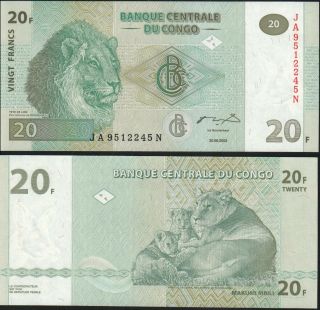Congo 20 Francs (30.  06.  2003) Pick 94a,  Unc Rare