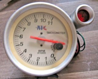 Ak Vintage 5 " 11000 Rpm Monster Tachometer,  Shift Light,  Mounting Bracket Rare
