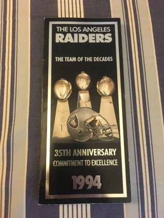Rare 1994 Los Angeles Raiders Media Guide 35th Anniversary