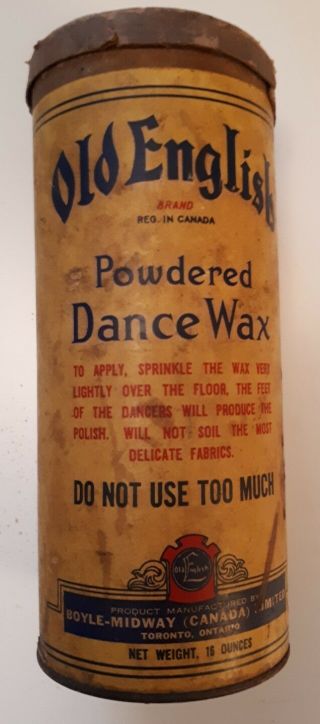 Rare Canadian (toronto) " Old English Dance Floor Wax " 16 Oz Cardboard Container