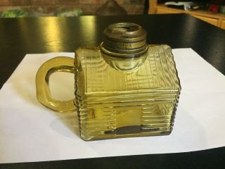 Rare 1876 Antique Atterbury Amber Glass Log Cabin Miniature Oil Kerosene Lamp