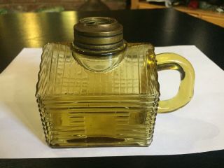 Rare 1876 Antique Atterbury Amber Glass Log Cabin Miniature Oil Kerosene Lamp 2