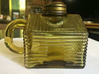 Rare 1876 Antique Atterbury Amber Glass Log Cabin Miniature Oil Kerosene Lamp 4