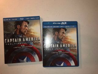 Captain America: The First Avenger (3d Blu - Ray,  Blu - Ray Only) W/ Rare Slipcover