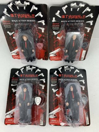 My Chemical Romance Action Figures Set Of 4 Rare Htf Never Opened Gerard