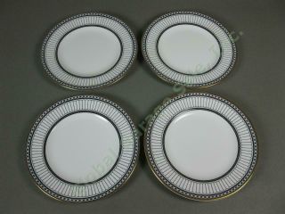 4 Rare 8 " Inch Wedgwood Colonnade Black Salad Dessert Plate England Bone China