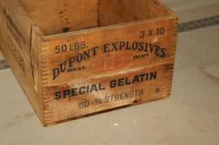 Rare 1930s Dupont Explosives Special Gelatin 50 Lbs Wood Box Gas Oil Dynamite 66