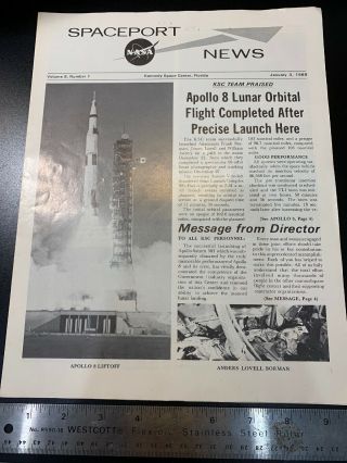 Rare Vintage Spaceport News Apollo 8 January 3,  1969 Vol.  8 No.  1