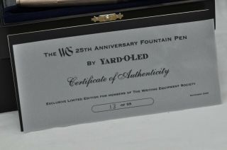 Rare Yard O Led Silver Fountain Pen - Writing Equipment Society 25th Anniversary 2