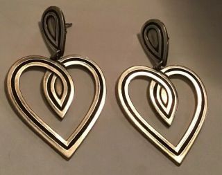 Rare & Retired James Avery Large Sterling Silver Open Heart Dangle Earrings