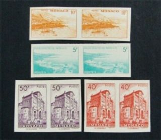 Nystamps French Monaco Stamp 228//232 Og H Imperf Pairs Proof Rare