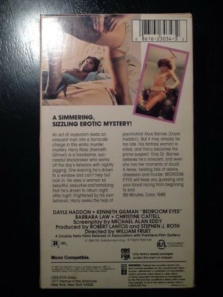 Bedroom Eyes Rare Erotic Mystery VHS Dayle Haddon Kenneth Gilman Barbara Law 2
