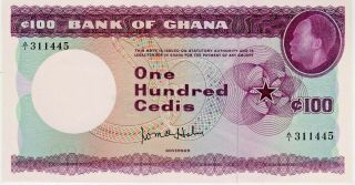 Rare Ghana 100 Cedis 1965 Unc P - 9a Banknote