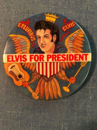 Rare Vintage Elvis Presley For President Political Button Pin Back 3” Diameter