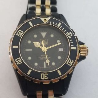 Rare Tag Heuer Ladies 1000 Professional 200m Black And Gold Tone Watch Bagt44