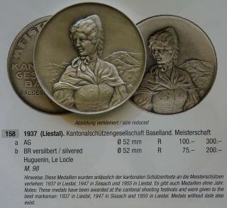 Switzerland Shooting Medal,  Liestal,  Bronze Silvered,  R - 158b,  Rare (r) [0582]