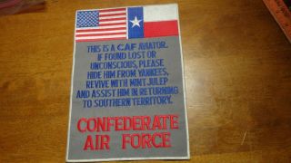 Rare Confederate Air Force Civil Air Patrol Back Patch Bx Xl