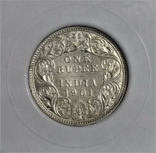 Rare British India Silver Coin Victoria Empress 1 Rupee 1901 PCG Certified EF 45 4