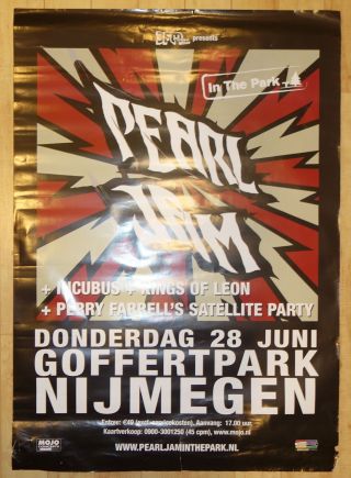 2007 Pearl Jam W/ Incubus - Huge Nijmegen Rare Subway Promo Concert Poster