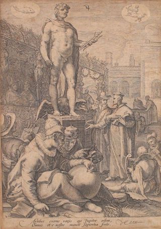 RARE 16thC Antique 1596 Hendrik Goltzius Copper Engraving Roman God Jupiter 7