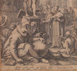 RARE 16thC Antique 1596 Hendrik Goltzius Copper Engraving Roman God Jupiter 9