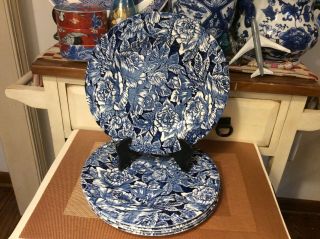 Rare Set Of 5 10 - 3/4 " Dinner Plate,  Blue Angleterre By Pier 1 Imports,  England