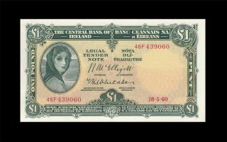 1960 Central Bank Of Ireland 1 Pound Rare ( (gem Unc))