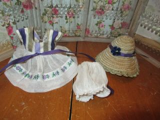 Vintage Vogue Ginny 1950s Organdy Outfit Horsehair Hat Rare