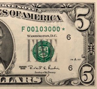 1995 $5 Atlanta Star ⭐️ Frn,  & Uncirculated Banknote Rare Series Sn