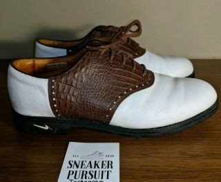 Nike Air Waverly Last Leather Saddle Golf Spikes Gore - Tex Size 9.  5 Rare Vintage