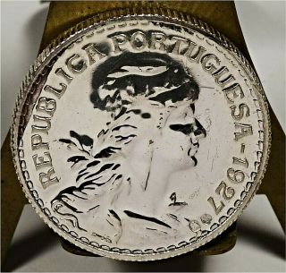 Republic Portuguese 1927 Fine Silver.  999 1 Escudo Coin (rare)