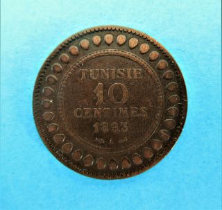 Tunisia - 10 Centimes 1893 - Ah 1310 - Copper - Very Rare