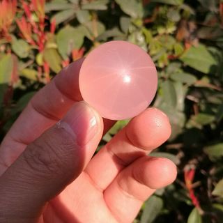 32mm Rare Natural 12 Star Pink Rose Quartz Crystal Sphere Ball Beads Healing 3