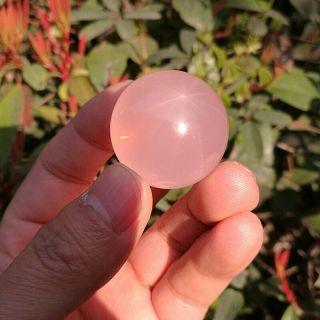32mm Rare Natural 12 Star Pink Rose Quartz Crystal Sphere Ball Beads Healing 4