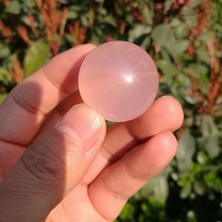 32mm Rare Natural 12 Star Pink Rose Quartz Crystal Sphere Ball Beads Healing 5