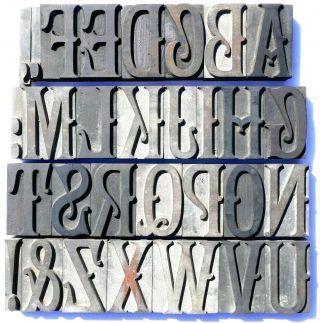 Letterpress Wood 3 " Exceptional Alphabet 56pcs Rare Decorative Typeface