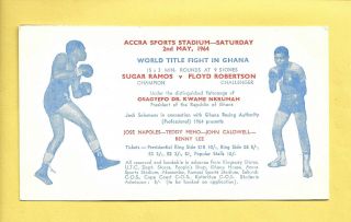 Rare 1964 Sugar Ramos World Boxing Title Fight Pc Ghana Africa Jose Napoles Cuba