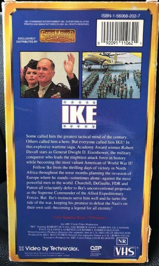 RARE IKE - VHS video Robert Duvall Lee Remick Starmaker 270 minutes Fast Ship 2