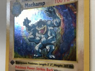 Pokemon TCG Machamp 1st Edition Shadowless Near Base Set Holo Rare 8/102 NM 3