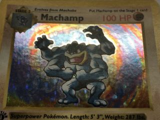Pokemon TCG Machamp 1st Edition Shadowless Near Base Set Holo Rare 8/102 NM 4