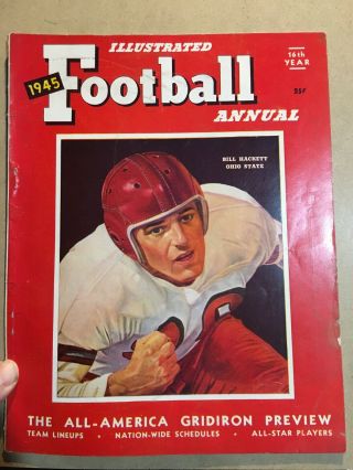 1945 Football Illustrated Mag Bill Hackett Ohio State Buckeyes Near Rare