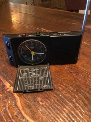 Braun model 4779 portable/travel analog clock radio (FM).  Rare,  collecters item. 2