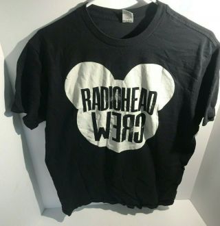 Vintage Black Radiohead " Crew " Concert T - Shirt Rare