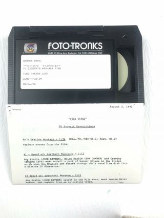 Rare: " Stay Tuned " Electronic Press Kit Tv Excerpt Descriptions Betacam Sp 1992