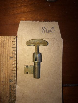 Antique Folding Key Old Brass Bronze Rare Pocket Door Hardware Mortise Lock - 860