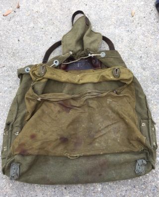 Vintage WWII German Military Trooper Canvas Rucksack Backpack.  Rare 10