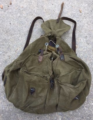 Vintage WWII German Military Trooper Canvas Rucksack Backpack.  Rare 3