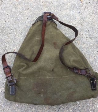 Vintage WWII German Military Trooper Canvas Rucksack Backpack.  Rare 4