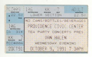 Rare Van Halen Alice In Chains 10/9/91 Providence Ri Concert Ticket Stub Aic